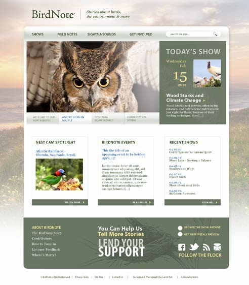 BirdNote website screenshot from 2011