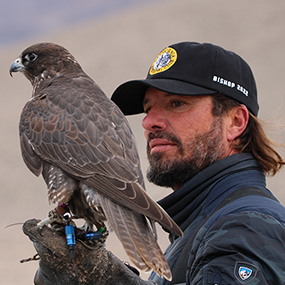 A photo of Tony Suffredini with a falcon