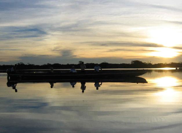 A canoe on the Zabalo River in Ecuador