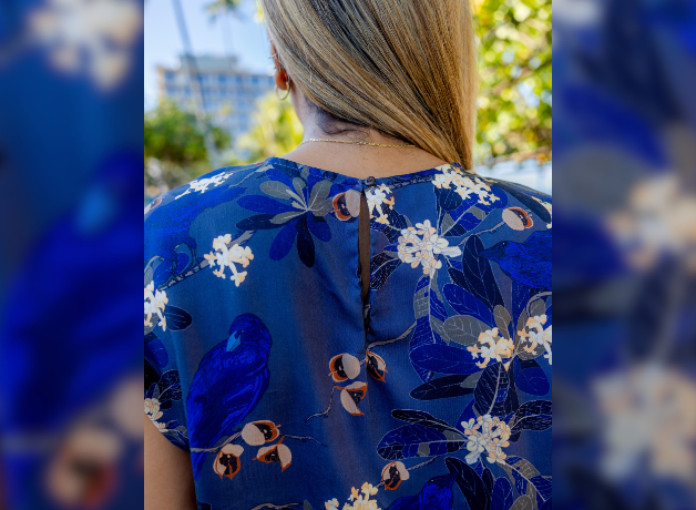 A blue and white 'Alala print shirt