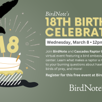 Event flyer for BirdNote's 18th Birthday Celebration