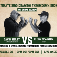 Event poster for the ultimate bird drawing throwdown showdown