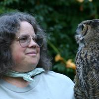 Louise Shimmel with a Great Horned Owl